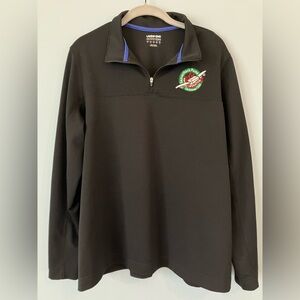 Land's End Black Quarter-Zip Pullover with Embroidered Operation Christmas Child